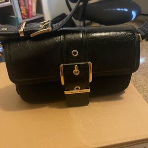Michael Kors Black Shoulder Bag with Gold Accents